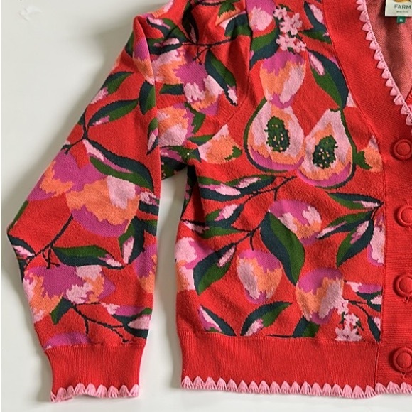 Farm Rio mixed papaya, knit cardigan XL Amaya papaya love Island - Picture 9 of 14